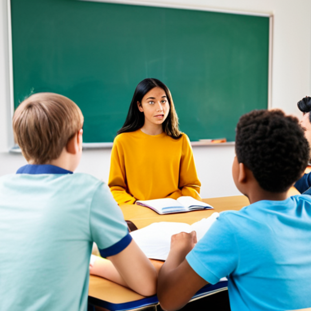 TESOL 강사로서의 윤리적 책임 - "A diverse group of students in a brightly lit classroom, fully clothed in casual attire, participat...