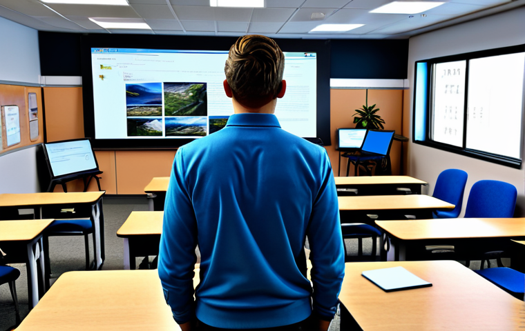 TESOL 강사가 사용하는 최신 도구 - Image Prompt 1: AI Language Partner in a Modern Classroom**