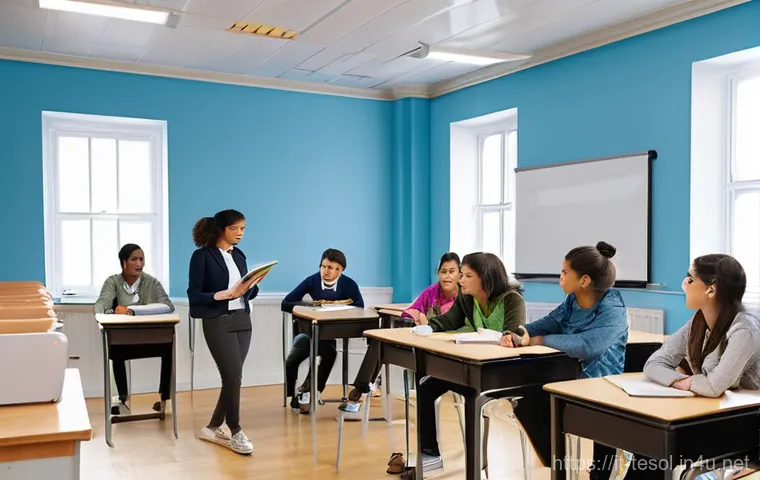 TESOL 자격증과 관련된 대회 참여 방법 - **Prompt 1: Empowering Classroom Experience**
A vibrant and modern classroom scene where a diver...