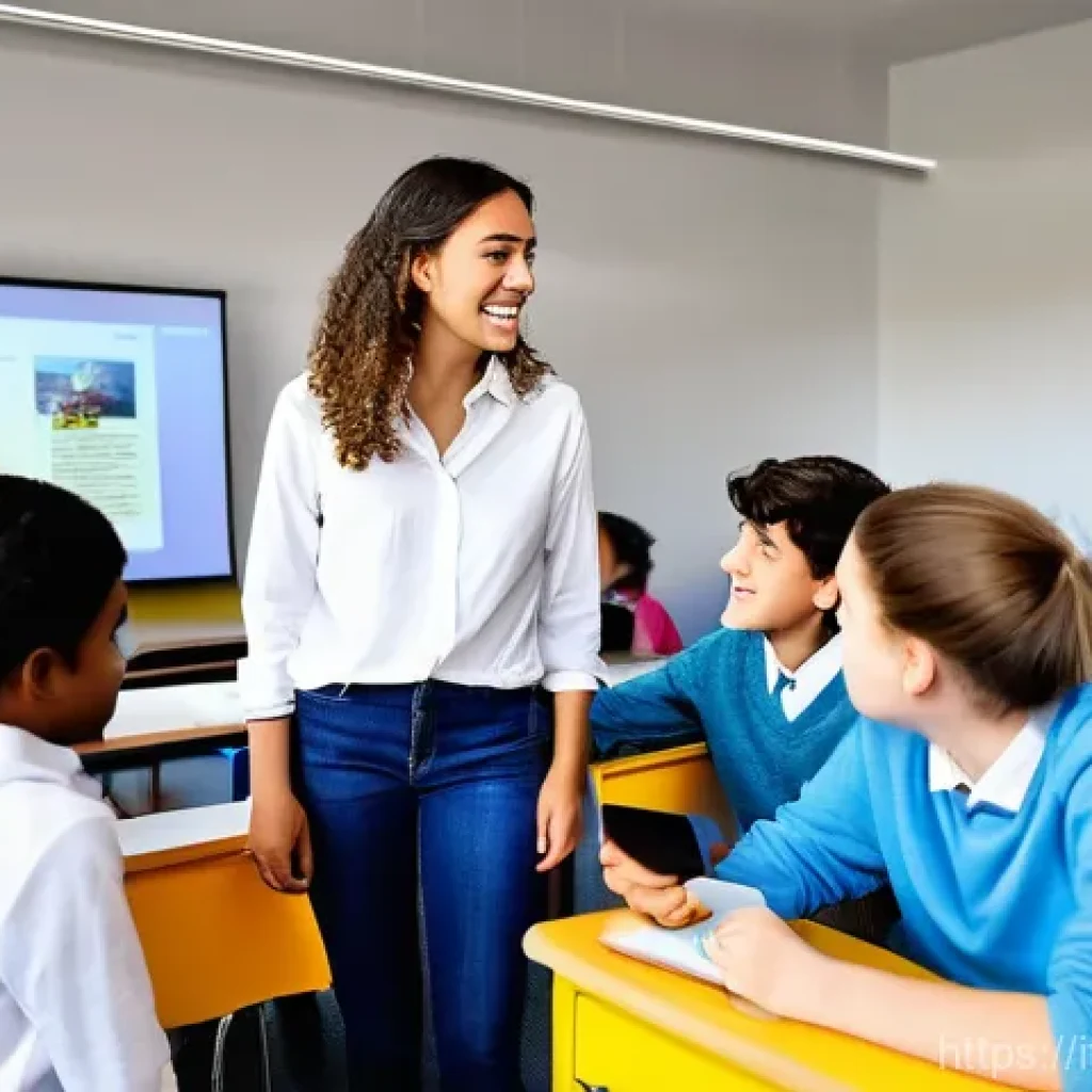 TESOL 교육의 최신 트렌드 - **Prompt 1: Hybrid Learning & Engaging Classroom**
    "A brightly lit, modern classroom in a contem...