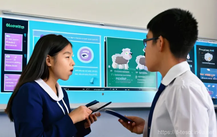 TESOL 강사가 알아야 할 언어학 지식 - **Image Prompt: Mastering English Sounds**
A brightly lit, modern classroom with a diverse group...