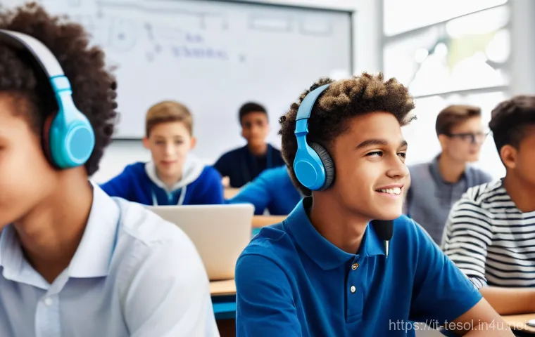 TESOL 강사가 자주 사용하는 기술 - **Prompt 1: Immersive Digital Language Learning in a Modern Italian Classroom**
"A vibrant, brig...
