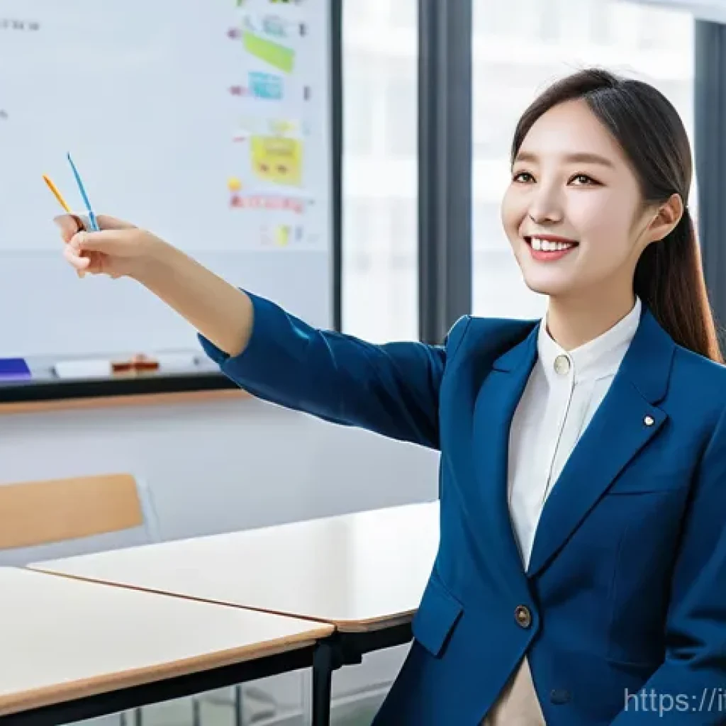 TESOL 강사로서의 커리어 개발 - **Vibrant Classroom in South Korea:**
A dynamic and engaging classroom scene inside a modern lan...