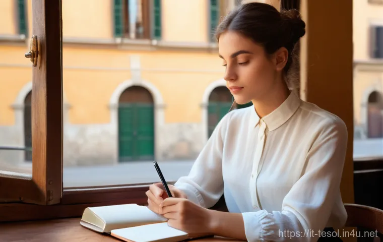 TESOL 강사가 추천하는 교육 자료 - Prompt 1: Focused Language Learner in an Italian Caf&eacute;**