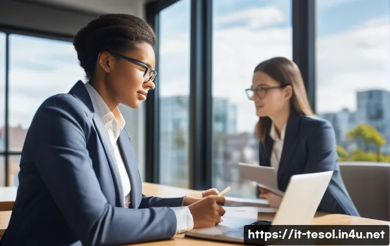 TESOL 자격증으로 시작하는 비즈니스 아이디어 - **Private English Tutor for Business Professionals:**
"A confident female teacher, dressed in a ...