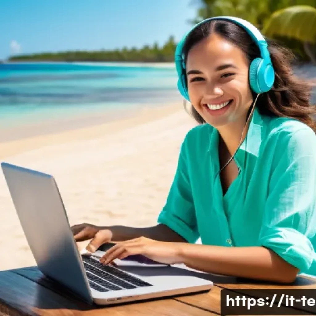 TESOL 자격증으로 가능한 다양한 기회 - **Prompt 1: "The Flexible TESOL Lifestyle"**
    A vibrant, sun-drenched scene showing a young, smil...