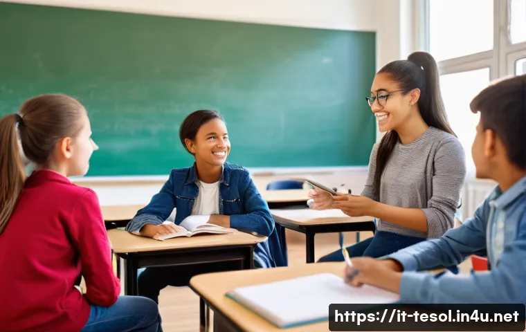 TESOL 강사가 사용하는 최신 연구 - **Prompt 1: Authentic Connections in a Diverse Classroom**
    "A brightly lit, modern classroom buz...