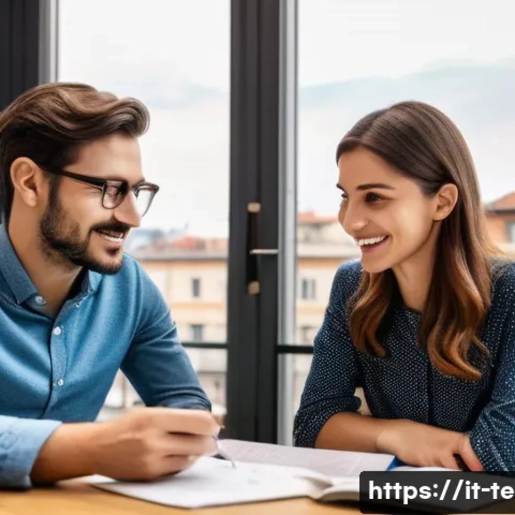 TESOL 자격증 없이 영어 강사로 일하기 - A dynamic private English lesson scene set in a modern Milan apartment, featuring a confident young ...