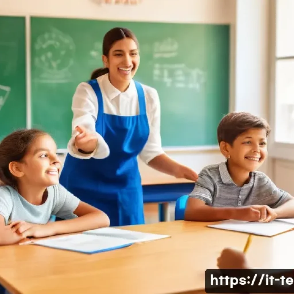 TESOL 강사로서의 언어적 기술 - A warm and bright classroom scene in Italy, featuring a TESOL teacher engaging with a diverse group ...