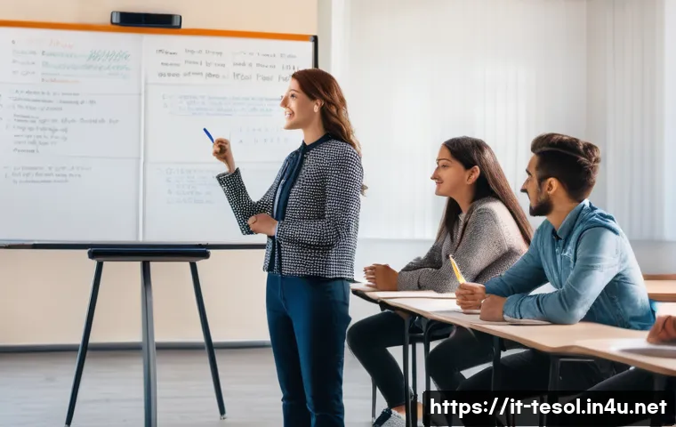 TESOL 강사로 일하기 좋은 국가 - A vibrant urban classroom scene in Lisbon, Portugal, featuring a TESOL teacher engaging a diverse gr...