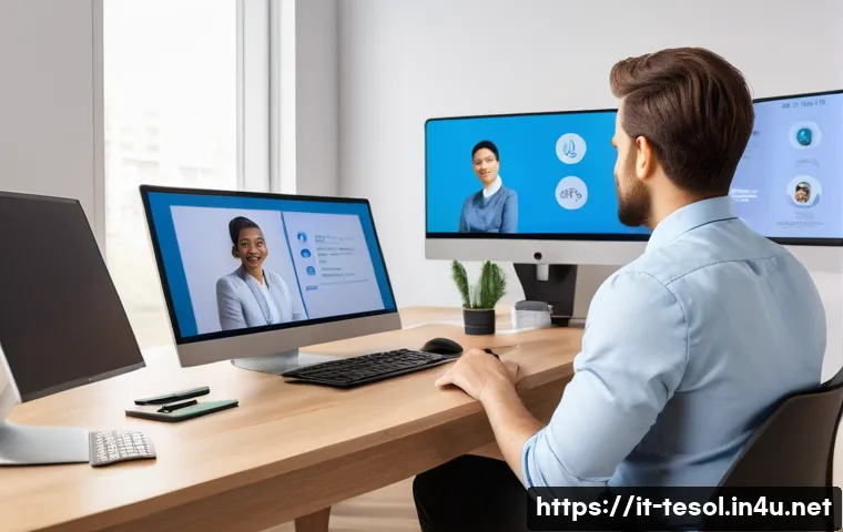 TESOL 자격증으로 가능한 글로벌 기회 - A professional TESOL-certified English teacher conducting an interactive online class with adult bus...