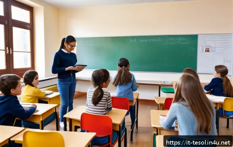 TESOL 강사로서의 학습법 소개 - A diverse classroom scene in an Italian school setting, showing students of various ages and ethnic ...