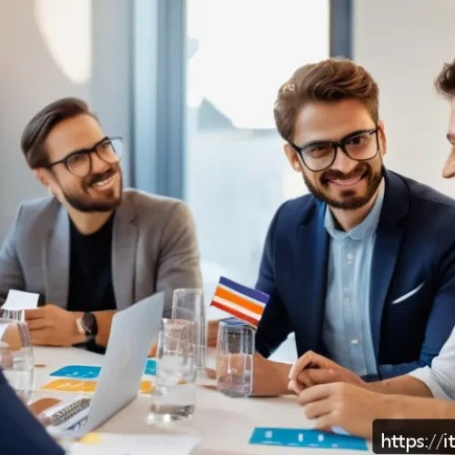 TESOL 자격증 취득 후 강사로 일하기 - A professional English language teacher networking event in Italy, showing a diverse group of adults...