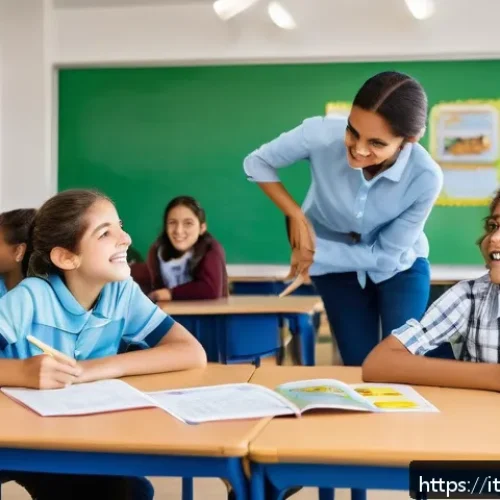TESOL 자격증으로 가능한 교육 프로젝트 - A vibrant classroom scene in an Italian school where diverse students aged 10-14 participate enthusi...
