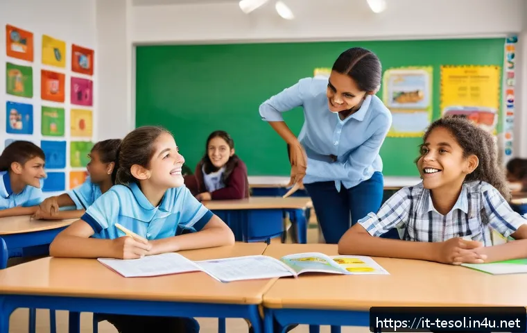 TESOL 자격증으로 가능한 교육 프로젝트 - A vibrant classroom scene in an Italian school where diverse students aged 10-14 participate enthusi...