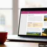 TESOL 강사의 경력 개발 계획 - A professional TESOL teacher portfolio layout on a sleek modern laptop screen, featuring colorful le...