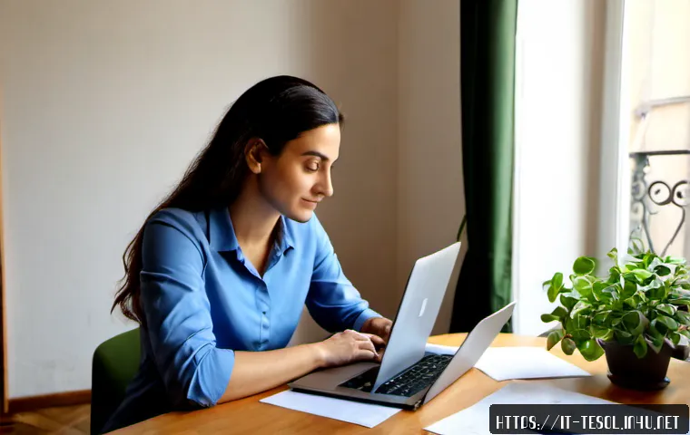 Home 17 TESOL 강사 지원을 위한 자기소개서 작성 - Photorealistic Italian TESOL instructor applicant in a bright home office in Milan, thoughtfully dra...